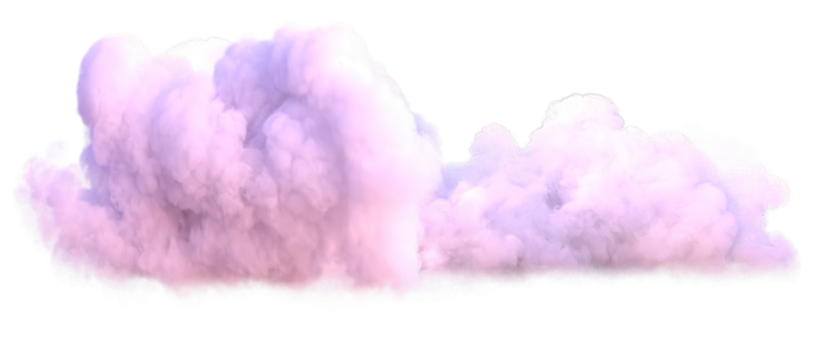 Cut out realistic pink clouds on transparent backgrounds