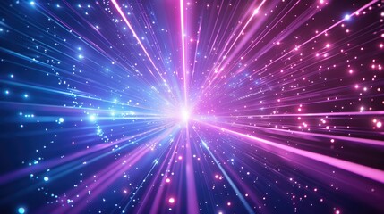 Naklejka premium star trails in space. The stars are blue and white, and the trails are pink and purple.