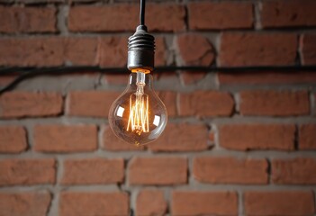 light bulb on brick wall