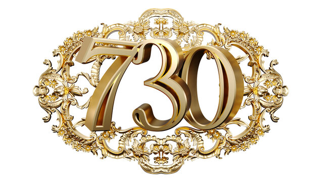 golden number seven hundred thirty in the center of Decorative golden vintage frames, number 730