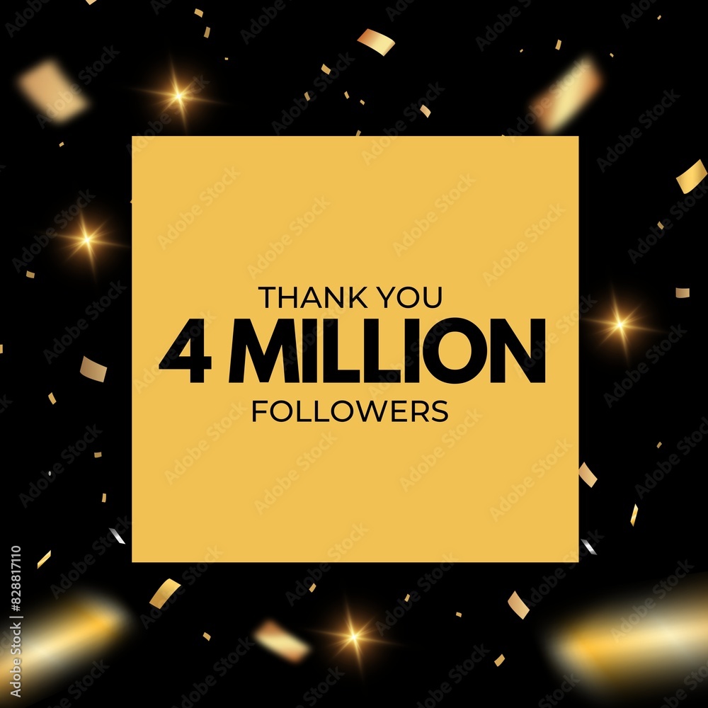 Wall mural 4 million followers thank you friends for one millions follower celebration with gold confetti - Wall murals