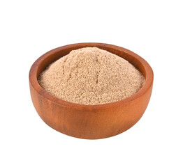 ground white pepper in wood bowl isolated on transparent png