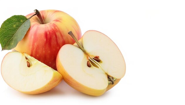 Honey crisp apple - Malus pumila - is an apple cultivar and its sweetness, firmness, and tartness make it an ideal apple for eating raw. isolated on white background
