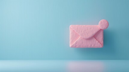 Pink envelope icon with notification badge against blue background. Concept of communication, email alert, or message notification.