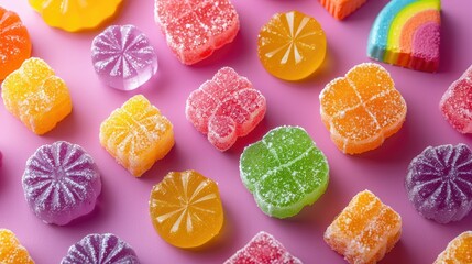 Sugar candy flat design top view dessert theme