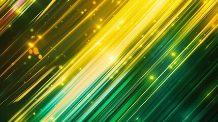 Digital artwork with a dynamic, abstract design. The main visual elements include diagonal stripes that transition from green to yellow, with a gradient effect