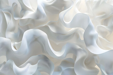 Obraz premium Abstract white background with three dimensional organic waves texture.