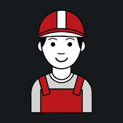 illustration young man in work clothes wearing helmet