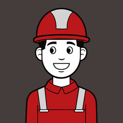 illustration young man in work clothes wearing helmet