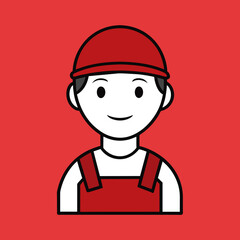 illustration young man in work clothes wearing helmet