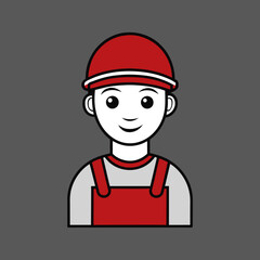 illustration young man in work clothes wearing helmet