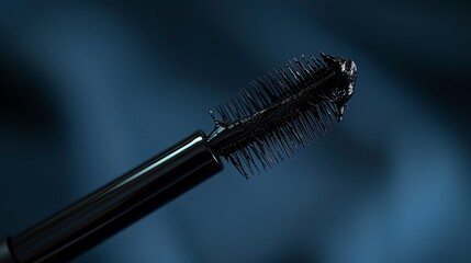 A tube of mascara with the wand resting on the tube, displaying the bristles