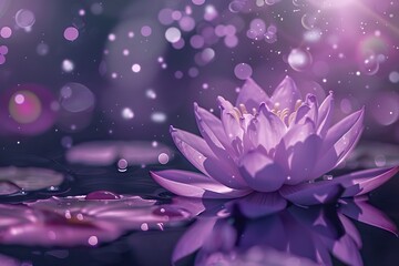Lotus flowers on pink and purple background sparkle.