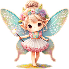 Fototapeta premium fairy with magic wand on transparent background