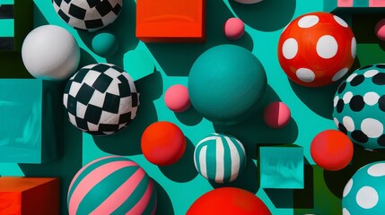 Dynamic Formation of Vibrant 3D Orbs and Cubes in Playful Photography Composition