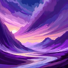 3d abstract image landscape background with purple sky. Made with Generative AI.