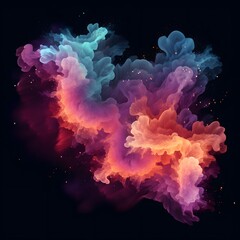 Fototapeta premium Colorful abstract cloud on black background. Generative AI.