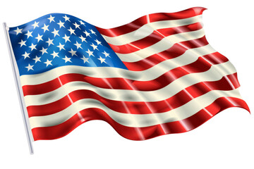Fototapeta premium Independence Day banner, isolated on solid white background, PNG di-cut style, realistic photo style, object as model