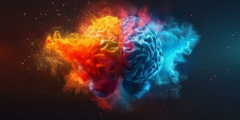 Artistic Color-Coded Human Brain