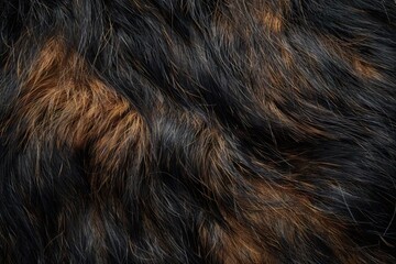 Naklejka premium Black and brown goat fur texture. Close up goatling hair selective focus