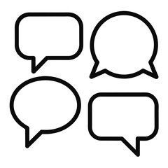 Set of Simple Set of Speech Bubble Thin Line Icons black vector on white background