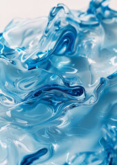 The image is a blue and white abstract painting of water