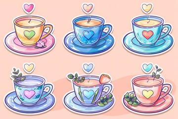 Assorted Colorful Teacups in Heart Shapes, Perfect for Collection or Gifting
