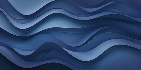 a 3d deep blue abstract art piece consisting of various wavy shapes background