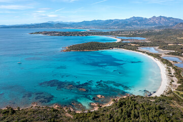 Aerial View of Cala Brandinchi, Gallura, Northwestern Sardinia, Italy