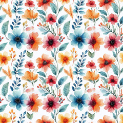Obraz premium Seamless Floral Pattern in Watercolor
