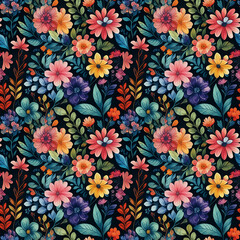 Obraz premium Seamless Floral Pattern in Watercolor