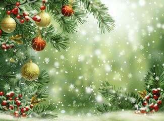 Christmas Tree with Red and Gold Ornaments