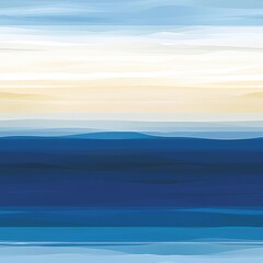 Obraz premium Abstract Blue Ocean Waves and Sunset Horizon Digital Artwork