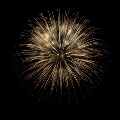 Naklejka premium Colorful celebration fireworks isolated on black night sky background. Wonderful fireworks exploding