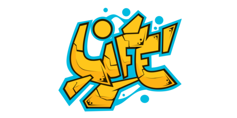 Life word graffiti text font sticker