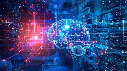 Fototapeta premium Digital background perfect for tech processes, neural networks, artificial intelligence, data transfer and encryption,