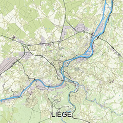 Liège, Belgium map poster art