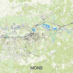 Mons, Belgium map poster art