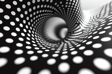Abstract black and white digital artwork with concentric circles creating a tunnel effect. Perfect for modern design and creative backgrounds.