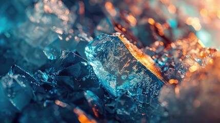 Glistening Ice Cubes in Vivid Close-up: A Symphony of Chilled Colors - Powered by Adobe
