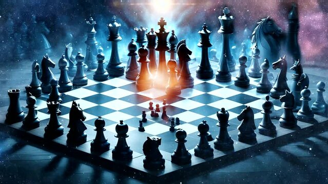 Dynamic 3D Chess Game: Looping Seamless Time Lapse Video Background 4K