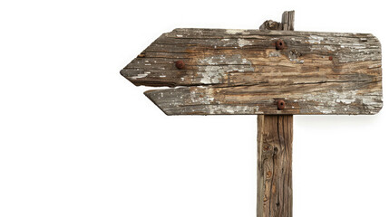 Naklejka premium Old empty rustic wooden sign board with free place for text isolated on white background