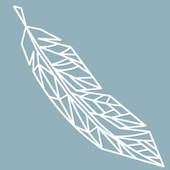 Beautiful bird feather illustration, beautiful lines, laser cutting