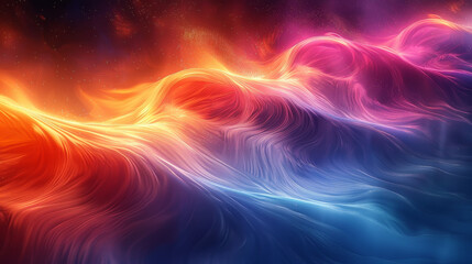 Obraz premium Vibrant waves of color blend seamlessly in a mesmerizing abstract design, creating a dynamic and ethereal visual experience.