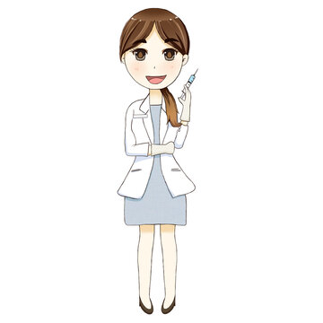 Illustration of nurse, character of nurses standing , female medical characters set cartoon.