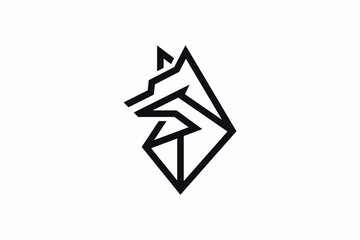 Abstract Geometric Wolf Head Logo Linear Sharp and Elegant Design for Modern Brands