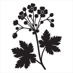 Alchemilla flower silhouette vector icon graphic logo ai generated design