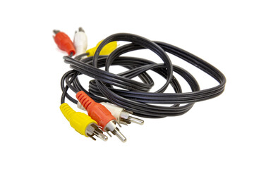 Connectors inputs and outputs audio and video for signal devices isolated on white background