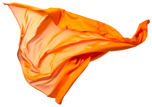 Orange color fabric drapery, isolated on transparent background, png. Abstract element