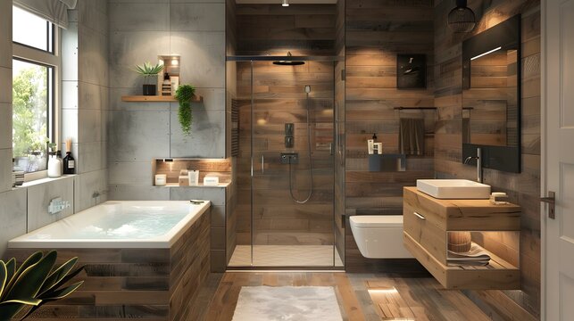 Modern Wooden Bathroom Interior Design